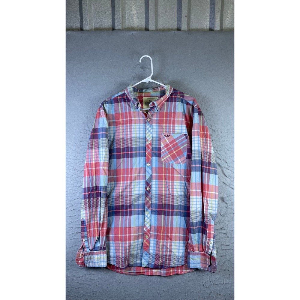 Hollister Plaid Button Down Mens Large Multicolor Excellent Long Sleeve Shirt